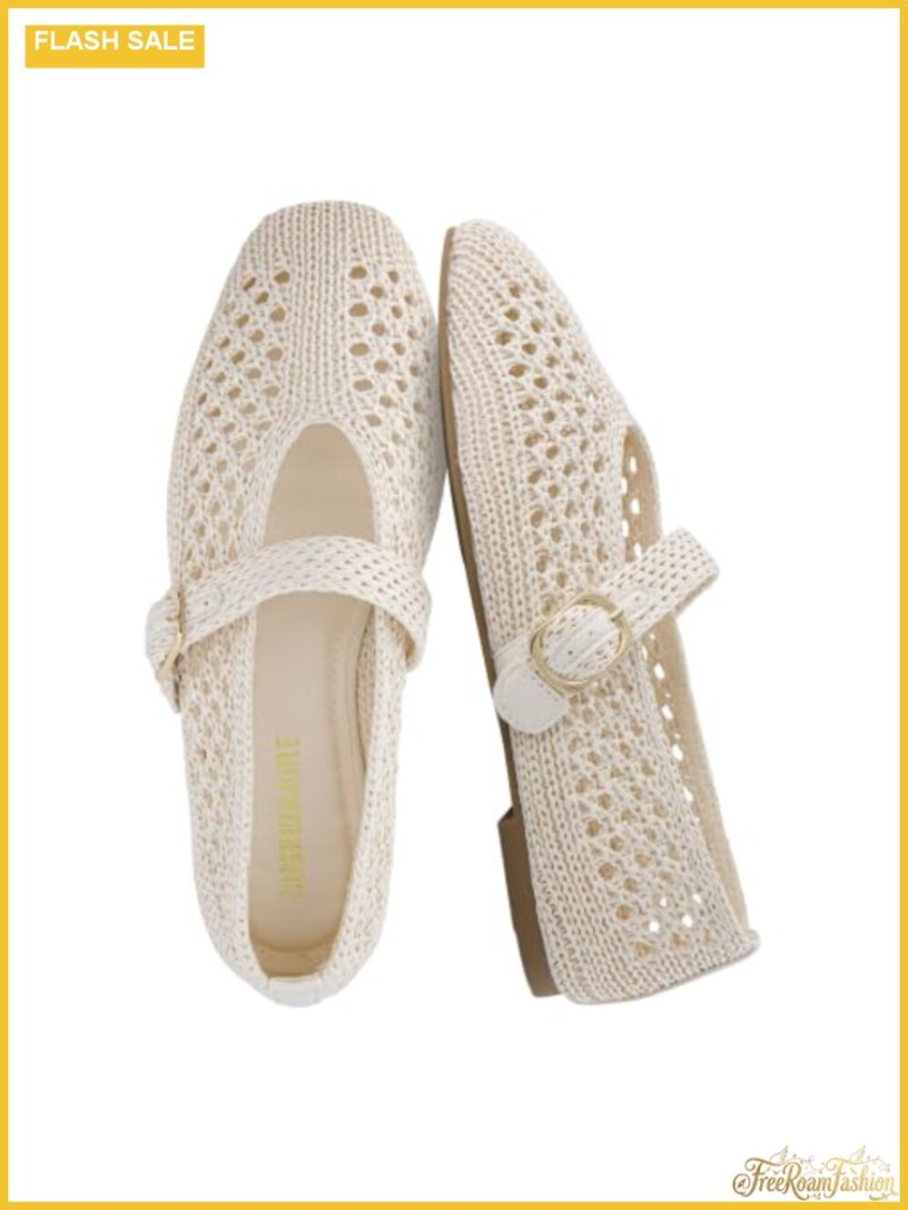 Womens Woven Mary Jane Flats Adjustable Buckle Memory Foam Ballet Shoes
